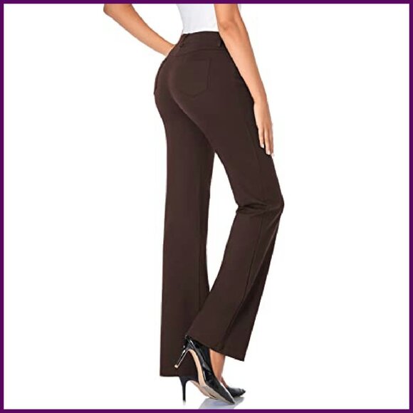 Stretchy Bootcut Dress Pants with Pockets for Office Work Business - Picture 3 of 8